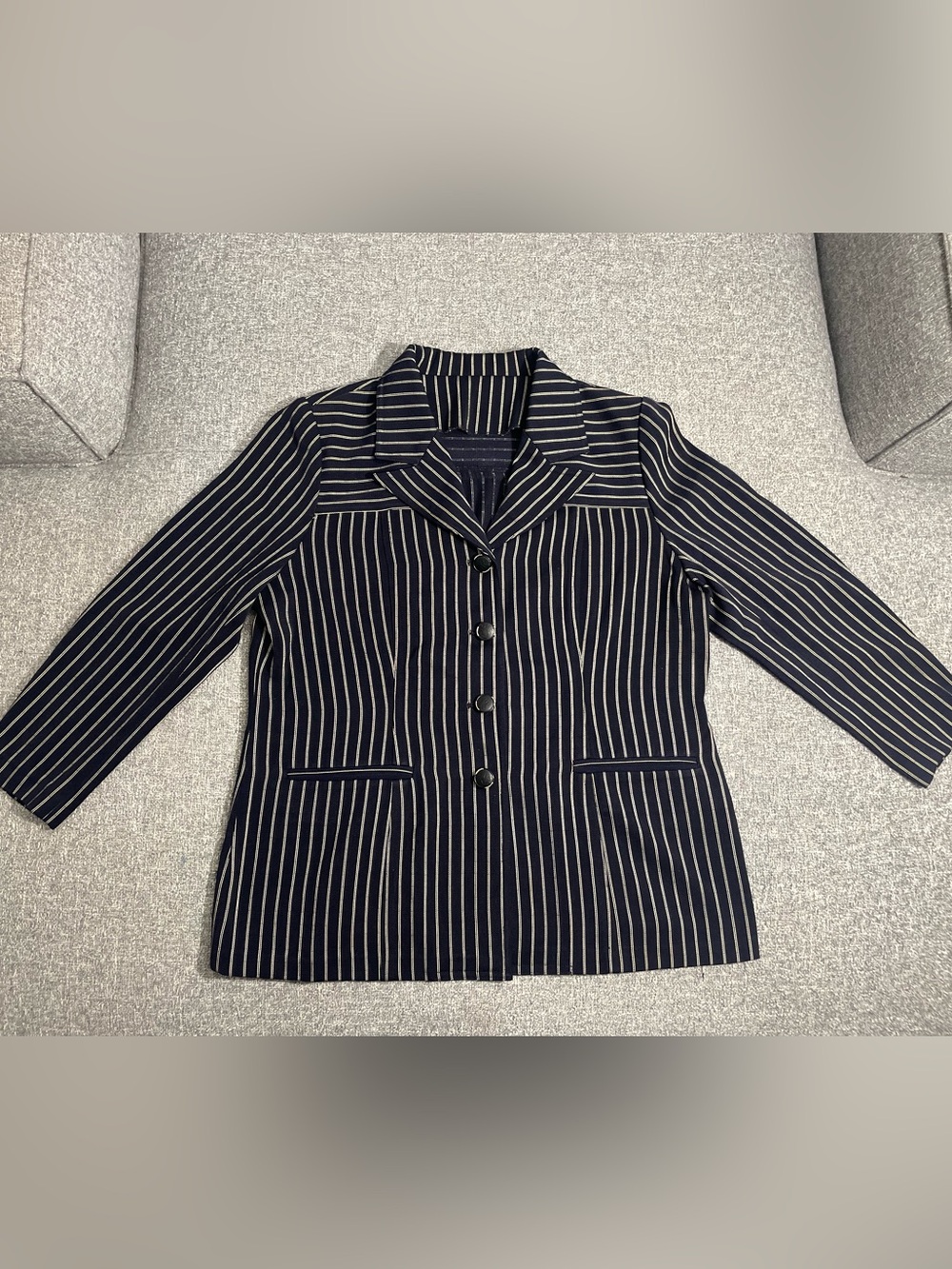 Versace Pinstripe Blazer with Contrast Buttons